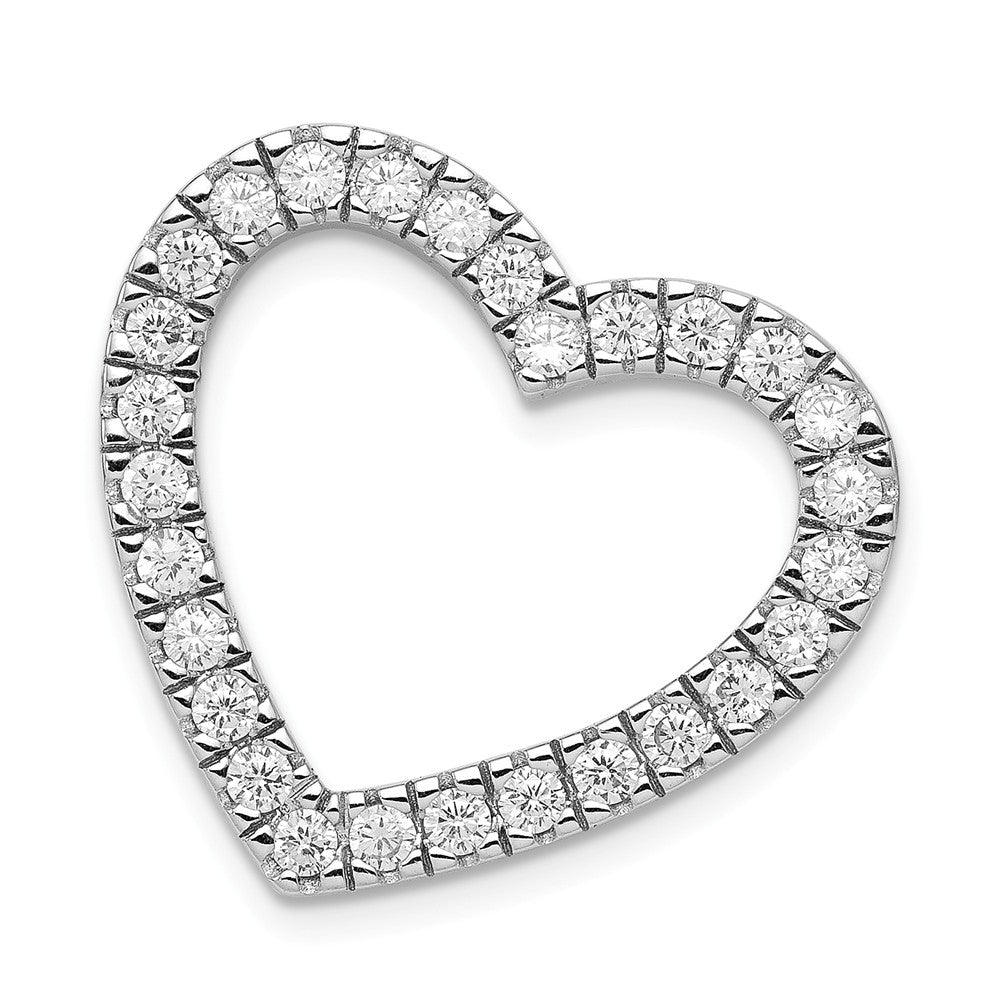 Million Charms 925 Sterling Silver (Cubic Zirconia) CZ Heart Slide Pendant