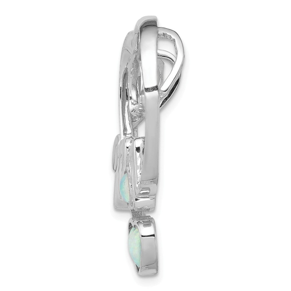 Million Charms 925 Sterling Silver Created Pink Opal, (Cubic Zirconia) CZ Mom Pendant