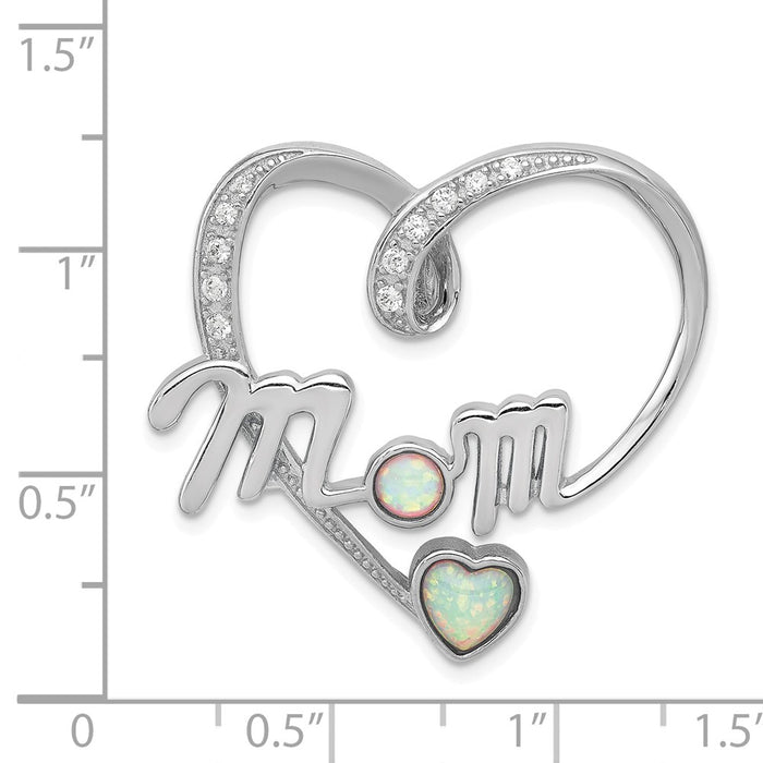 Million Charms 925 Sterling Silver Created Pink Opal, (Cubic Zirconia) CZ Mom Pendant