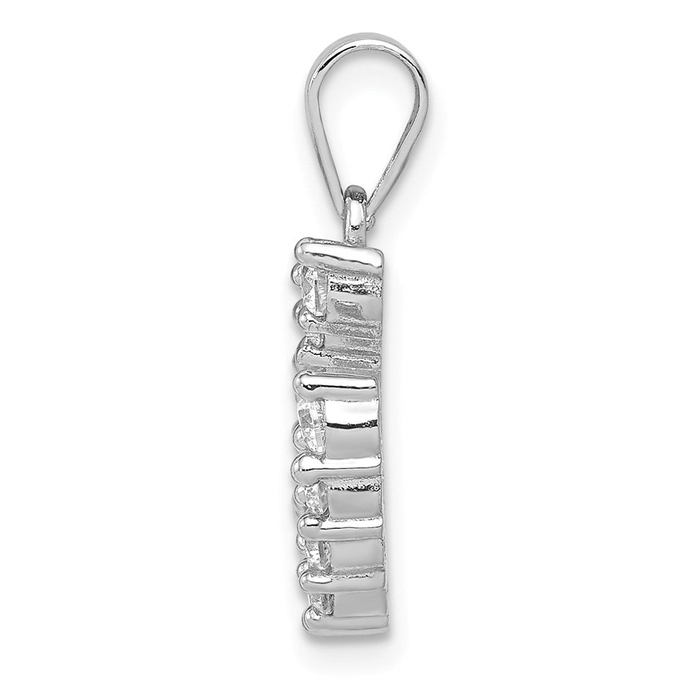 Million Charms 925 Sterling Silver Rhodium-Plated Horseshoe (Cubic Zirconia) CZ Pendant