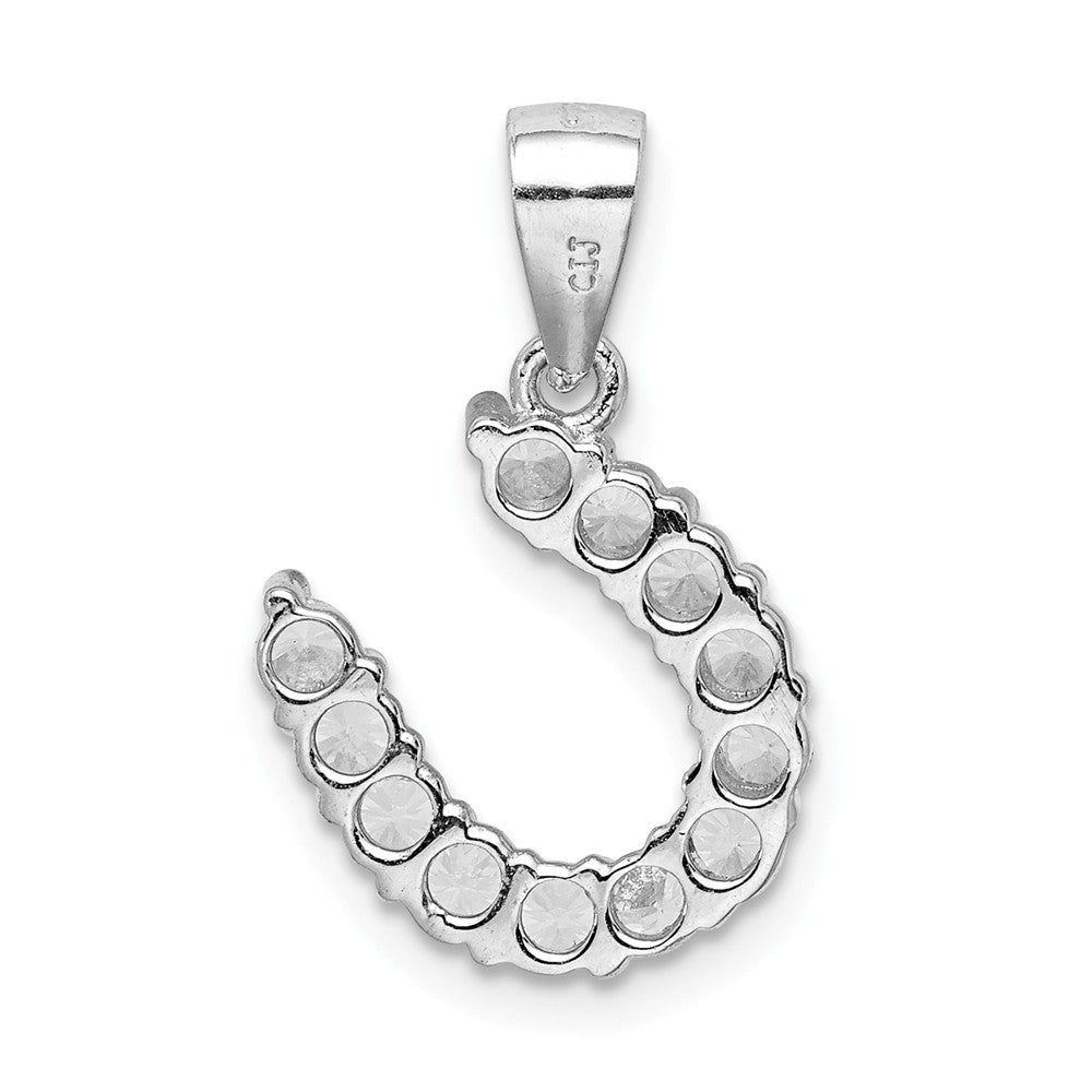 Million Charms 925 Sterling Silver Rhodium-Plated Horseshoe (Cubic Zirconia) CZ Pendant
