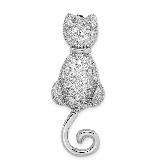 925 Sterling Silver Rhodium-plated CZ Cat Pin
