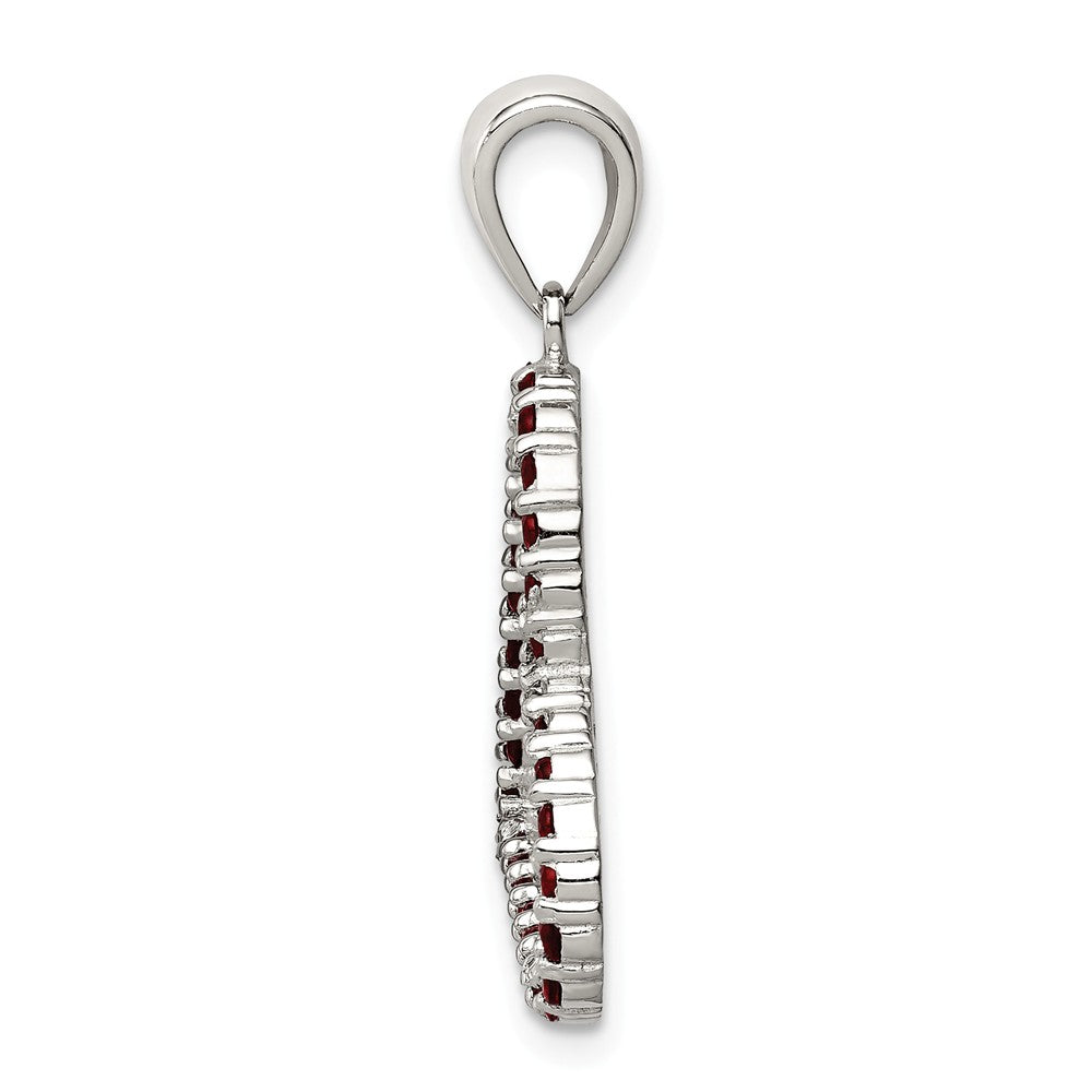 Million Charms 925 Sterling Silver Red (Cubic Zirconia) CZ Heart Pendant