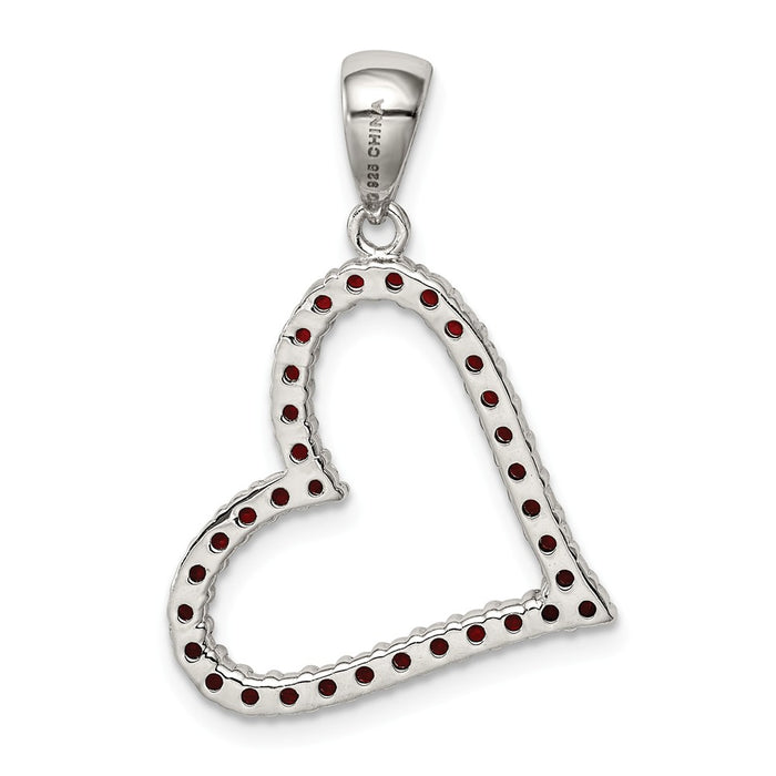 Million Charms 925 Sterling Silver Red (Cubic Zirconia) CZ Heart Pendant