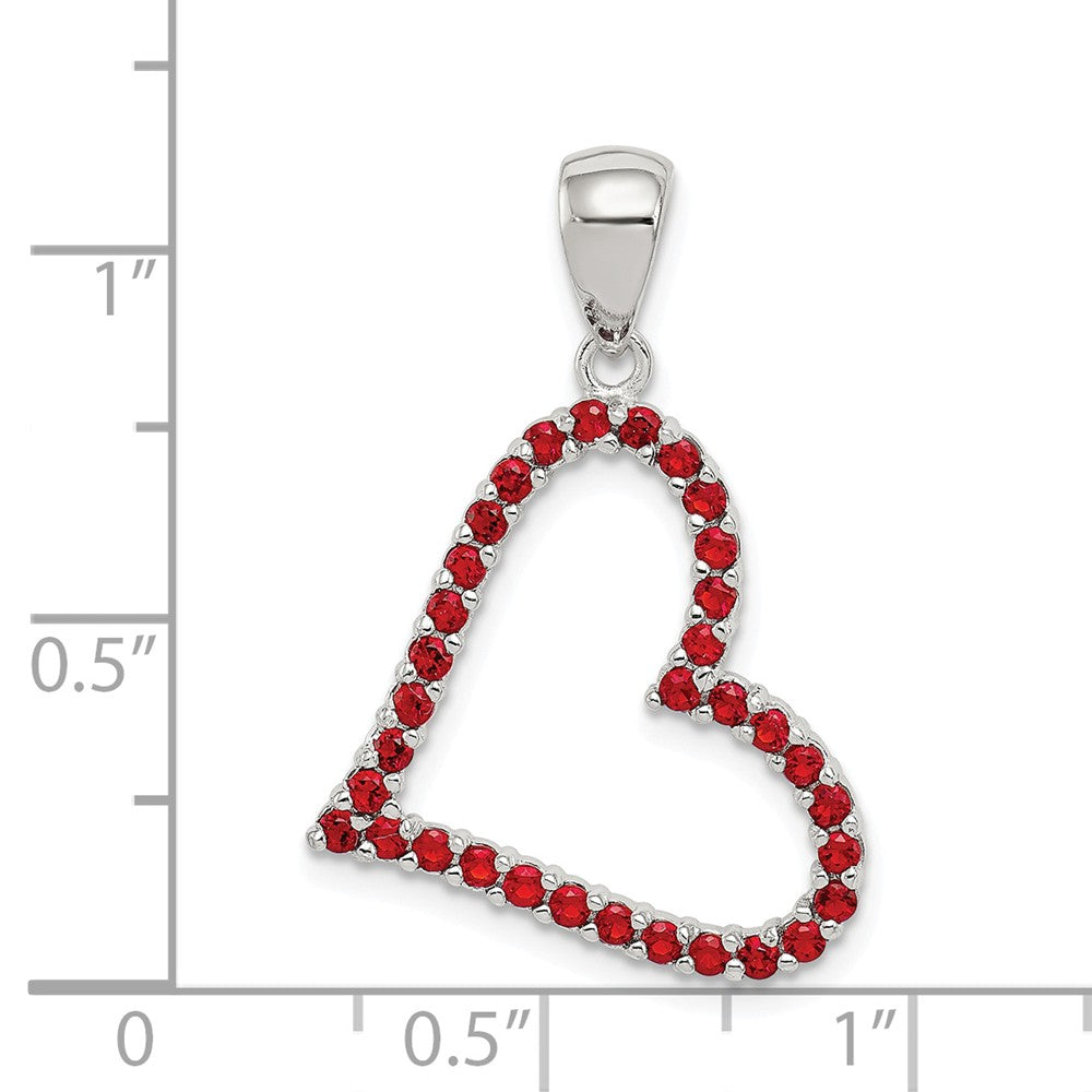 Million Charms 925 Sterling Silver Red (Cubic Zirconia) CZ Heart Pendant