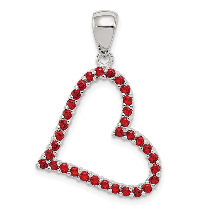 Million Charms 925 Sterling Silver Red (Cubic Zirconia) CZ Heart Pendant