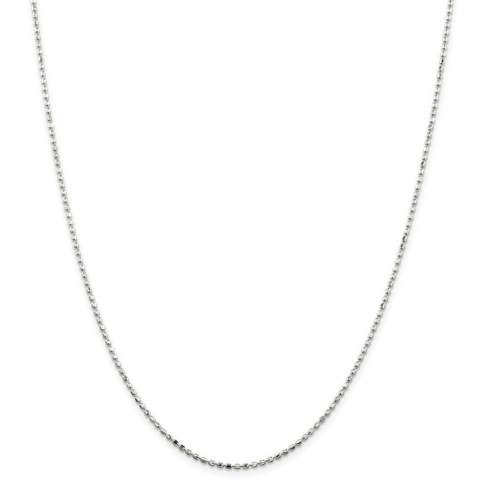 Million Charms 925 Sterling Silver 1.5mm Beaded Pendant Chain, Chain Length: 16 inches