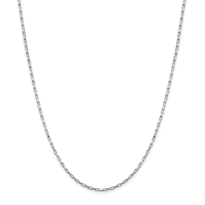 Million Charms 925 Sterling Silver 1.65mm Elongated Box Chain, Chain Length: 16 inches