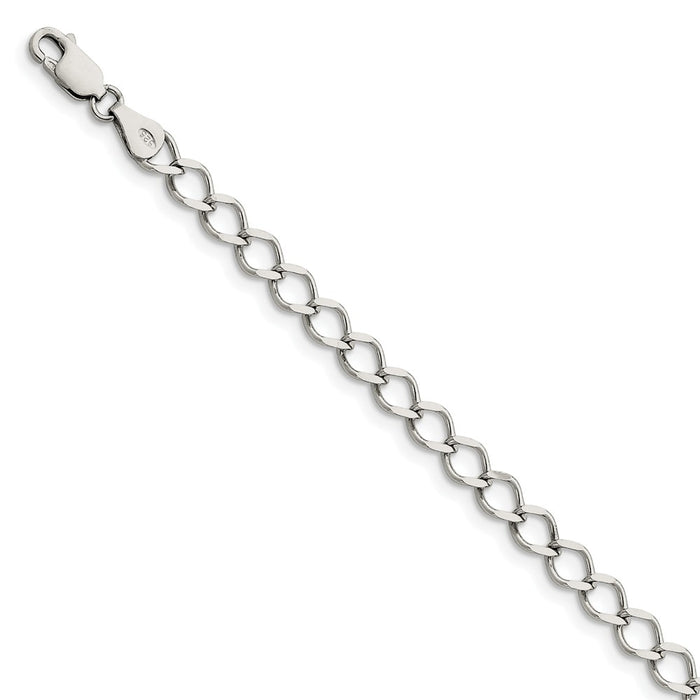 Million Charms 925 Sterling Silver 5.75mm Fancy Curb Chain, Chain Length: 7 inches