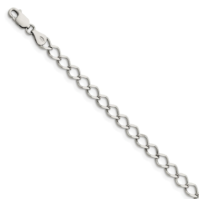 Million Charms 925 Sterling Silver 5.75mm Fancy Curb Chain, Chain Length: 8 inches