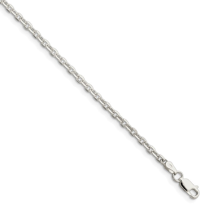 Million Charms 925 Sterling Silver 2.75mm Diamond-cut Cable Chain, Chain Length: 7 inches