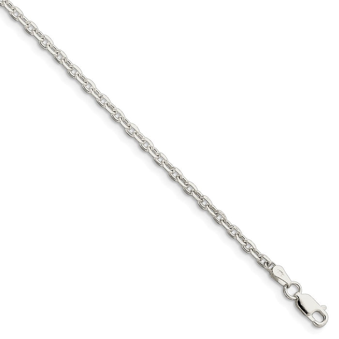 Million Charms 925 Sterling Silver 2.75mm Diamond-cut Cable Chain, Chain Length: 8 inches