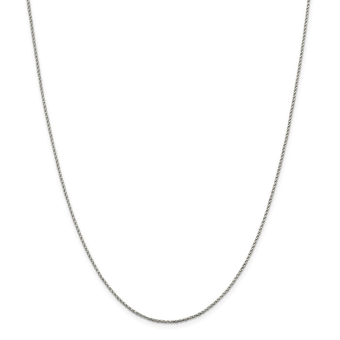 Million Charms 925 Sterling Silver 1.25mm Twisted Box Chain, Chain Length: 16 inches