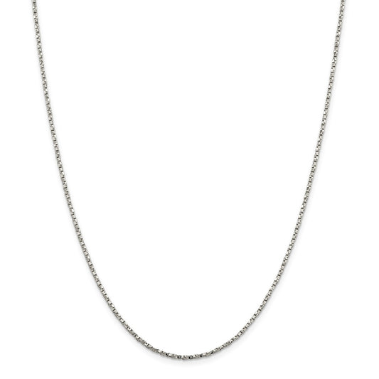 Million Charms 925 Sterling Silver 1.75mm Twisted Box Chain, Chain Length: 16 inches