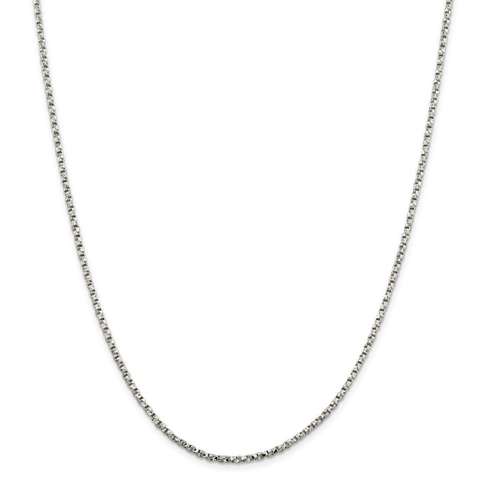 Million Charms 925 Sterling Silver 2.25mm Twisted Box Chain, Chain Length: 16 inches