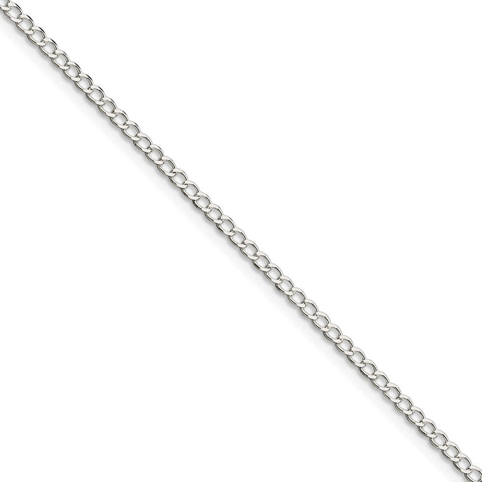 Million Charms 925 Sterling Silver 2.5mm Wide Curb Chain, Chain Length: 9 inches