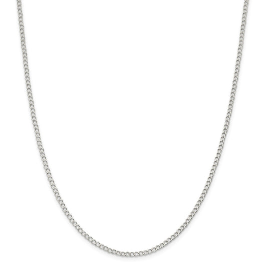 Million Charms 925 Sterling Silver 2.5mm Wide Curb Chain, Chain Length: 16 inches