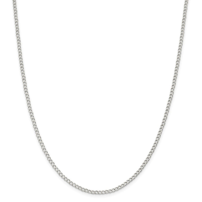 Million Charms 925 Sterling Silver 2.5mm Wide Curb Chain, Chain Length: 30 inches