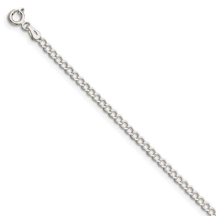 Million Charms 925 Sterling Silver 2.80mm Wide Curb Chain, Chain Length: 9 inches