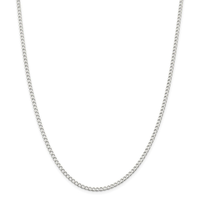 Million Charms 925 Sterling Silver 2.80mm Wide Curb Chain, Chain Length: 30 inches
