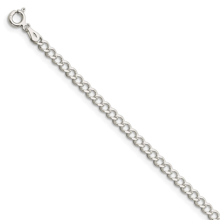 Million Charms 925 Sterling Silver 3.65mm Wide Curb Chain, Chain Length: 7 inches