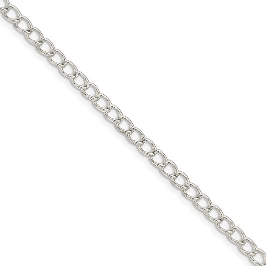 Million Charms 925 Sterling Silver 3mm Half Round Wire Curb Chain, Chain Length: 8 inches