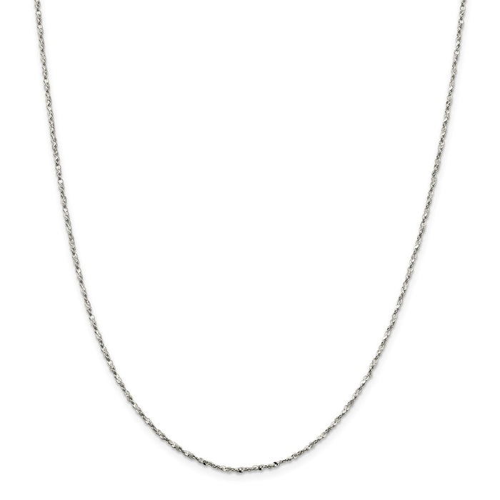 Million Charms 925 Sterling Silver 1.6mm Twisted Serpentine Chain, Chain Length: 16 inches