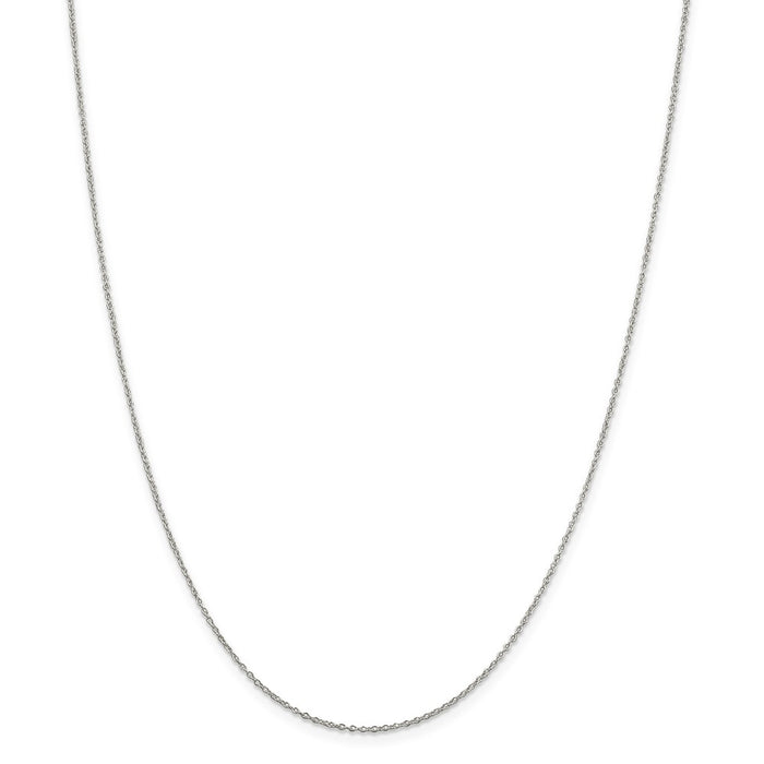 Million Charms 925 Sterling Silver Rhodium-plated 1.1mm Cable Chain, Chain Length: 20 inches