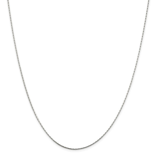 Million Charms 925 Sterling Silver 1mm Oval Box Chain, Chain Length: 16 inches