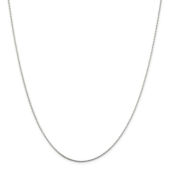 Million Charms 925 Sterling Silver 1mm Oval Box Chain, Chain Length: 16 inches