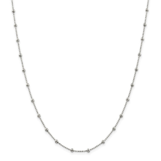 Million Charms 925 Sterling Silver 1.15mm Diamond-cut Beaded Chain, Chain Length: 16 inches