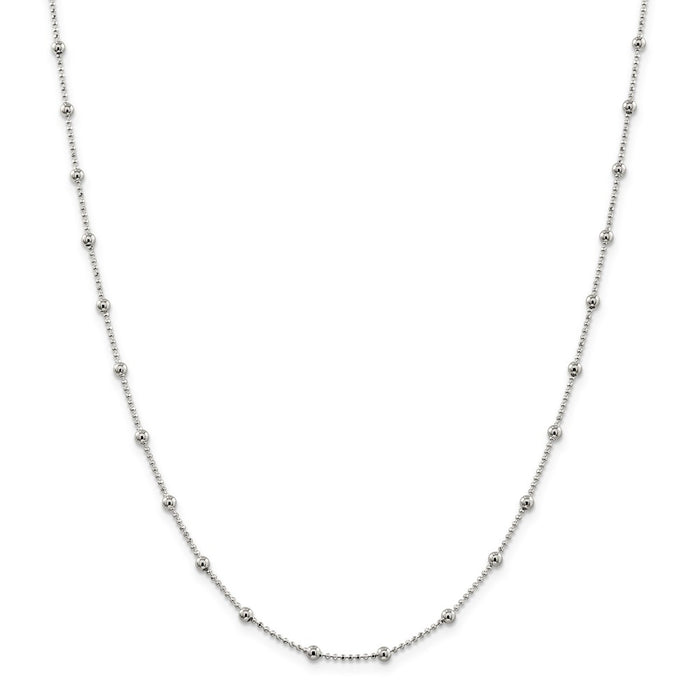 Million Charms 925 Sterling Silver 1.15mm Diamond-cut Beaded Chain, Chain Length: 16 inches