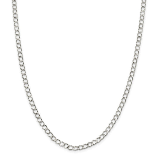Million Charms 925 Sterling Silver 4.5mm Half round Wire Curb Chain, Chain Length: 24 inches