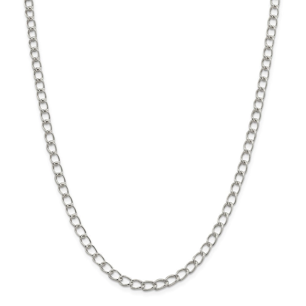 Million Charms 925 Sterling Silver Rhodium Plated Half round Wire Curb Chain, Chain Length: 7 inches