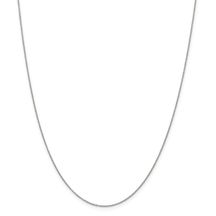 Million Charms 925 Sterling Silver 1mm Rhodium Cable Chain, Chain Length: 24 inches