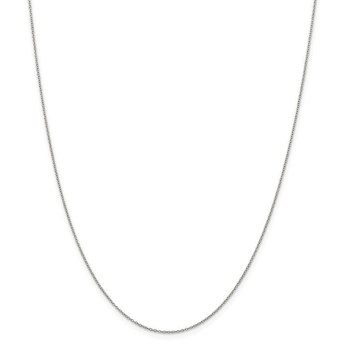 Million Charms 925 Sterling Silver 1mm Rhodium Cable Chain, Chain Length: 30 inches