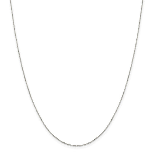 Million Charms 925 Sterling Silver 1mm 8 Sided Diamond Cut Cable Chain, Chain Length: 24 inches