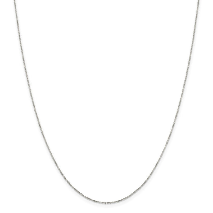 Million Charms 925 Sterling Silver 1mm 8 Sided Diamond Cut Cable Chain, Chain Length: 24 inches