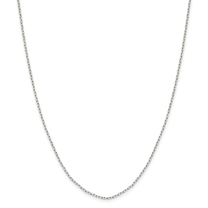 Million Charms 925 Sterling Silver 1.65mm 8 Sided Diamond Cut Cable Chain, Chain Length: 30 inches