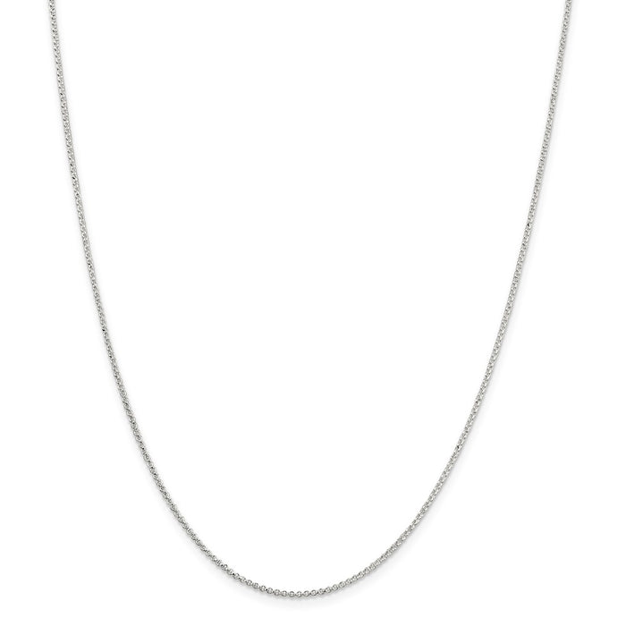 Million Charms 925 Sterling Silver 1.4 mm Polished Rolo Chain, Chain Length: 16 inches