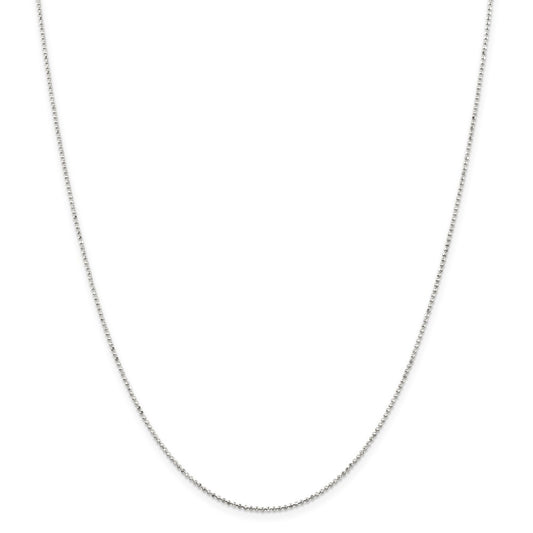 Million Charms 925 Sterling Silver 1.05mm Square Beaded Chain, Chain Length: 16 inches