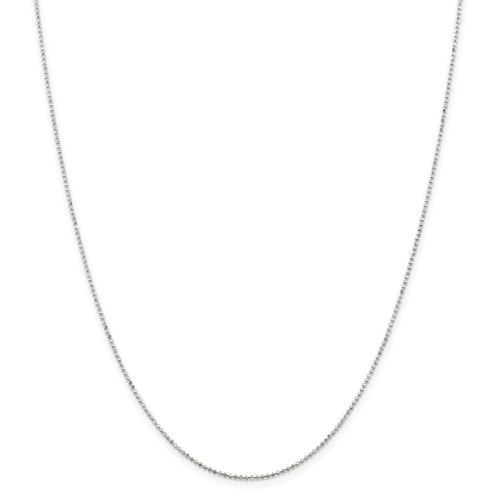 Million Charms 925 Sterling Silver 1.05mm Square Beaded Chain, Chain Length: 20 inches