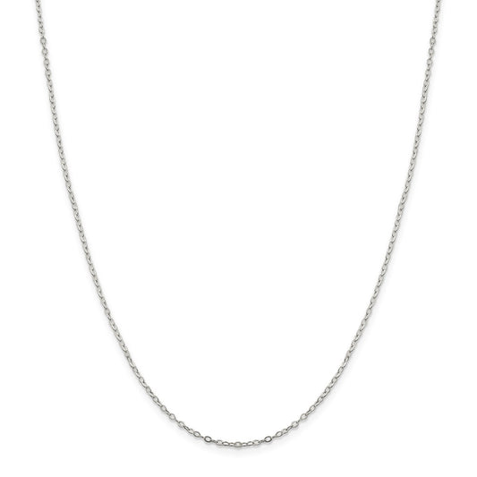 Million Charms 925 Sterling Silver 1.5mm Flat Open Oval Cable Chain, Chain Length: 16 inches
