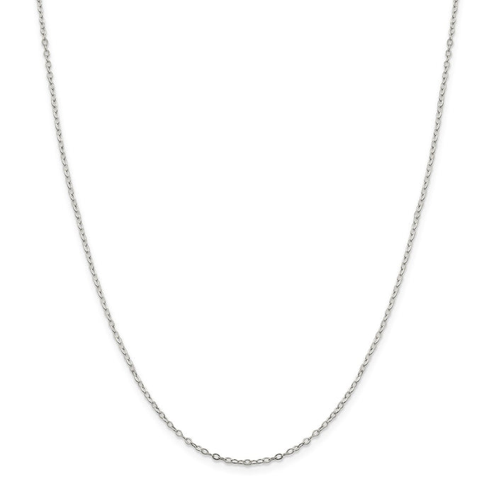 Million Charms 925 Sterling Silver 1.5mm Flat Open Oval Cable Chain, Chain Length: 18 inches