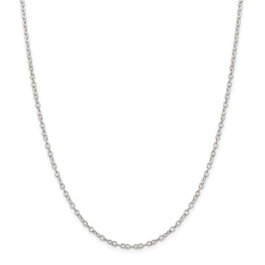 Million Charms 925 Sterling Silver 2.5mm Flat Open Oval Cable Chain, Chain Length: 18 inches