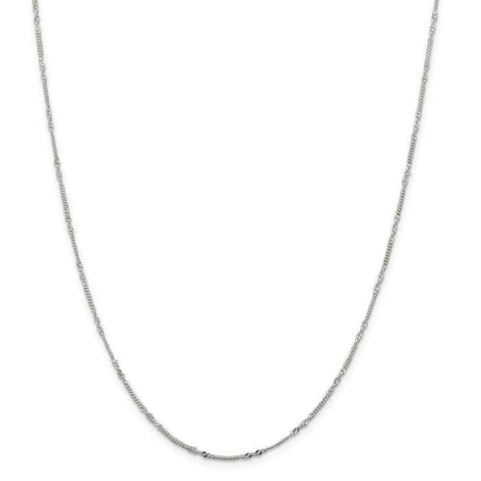 Million Charms 925 Sterling Silver 1.46 mm Twisted Curb Chain, Chain Length: 16 inches