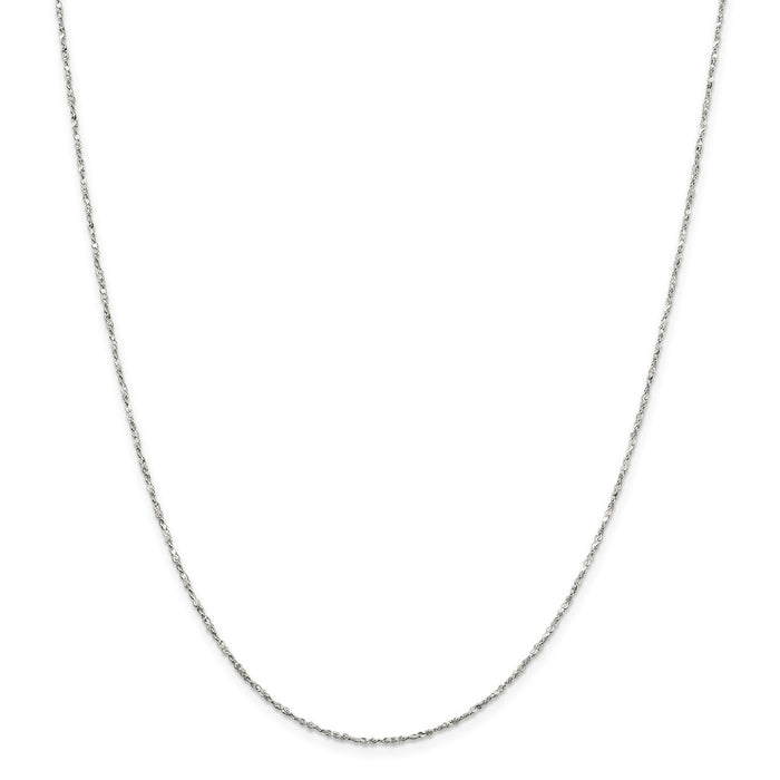 Million Charms 925 Sterling Silver 1.4mm Twisted Serpentine Chain, Chain Length: 16 inches