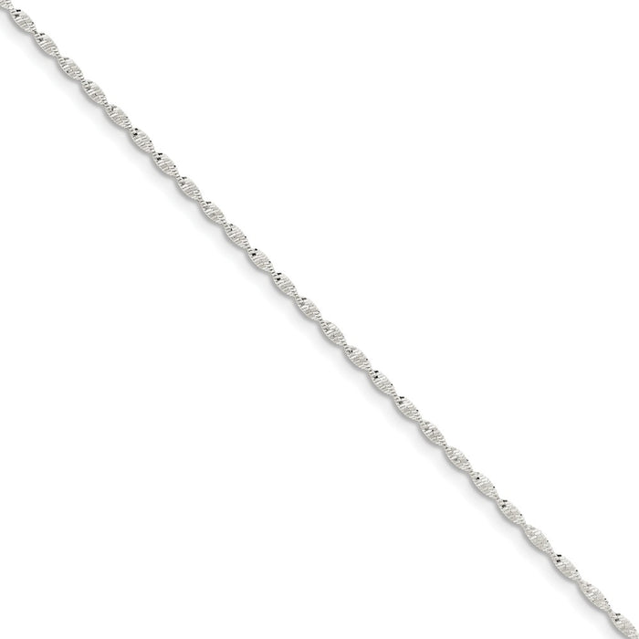 Million Charms 925 Sterling Silver 1.65mm Twisted Herringbone Chain, Chain Length: 7 inches