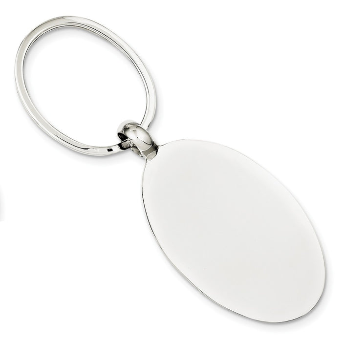Occasion Gallery 925 Sterling Silver Engravable Oval Disc Rhodium-plated Key Ring