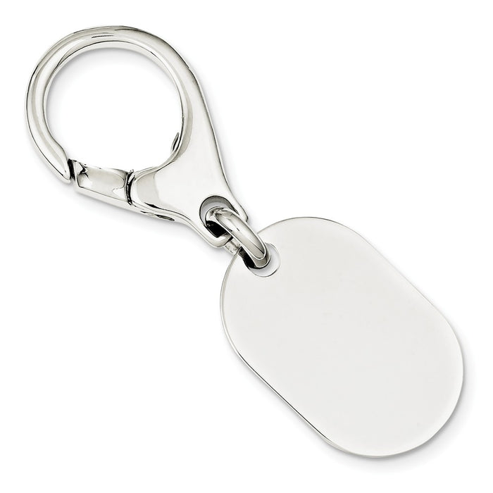 Occasion Gallery 925 Sterling Silver Engravable Oval Disc Rhodium-plated Key Ring